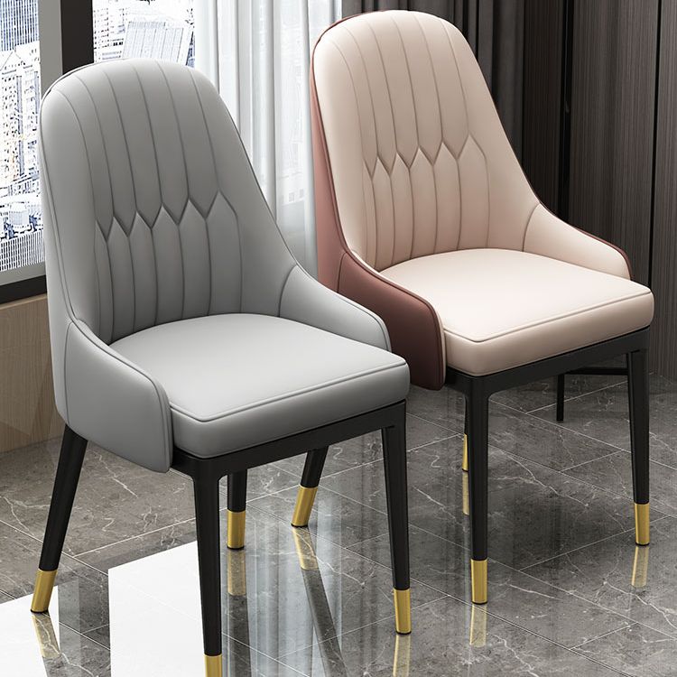Silla de comedor de estilo escandinavo de metal, sillón de comedor Parsons para el hogar