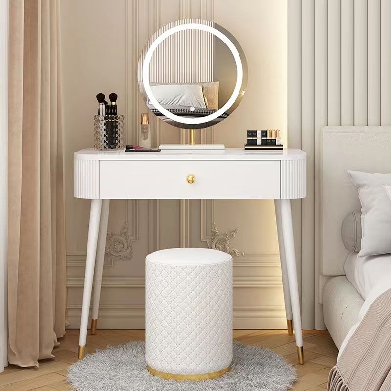 Modern Lighted Mirror Dressing Table Bedroom Makeup Table with Drawer