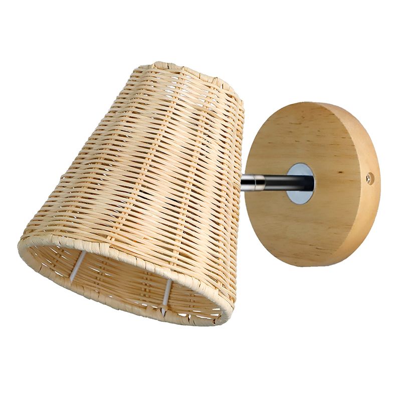 Modern Simple Rattan Vanity Light Cylinder Shape Rotatable Vanity Lamp for Shower Room