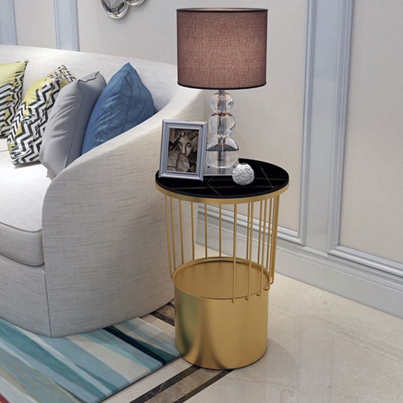 Open Storage Night Table Modern Metal Stone Top 22'' Tall Bed Nightstand