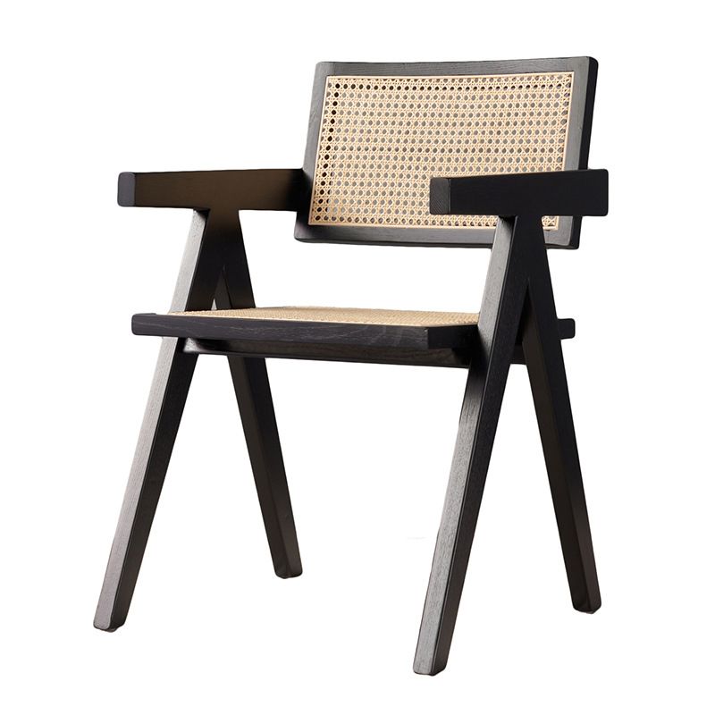 Silla de comedor individual de madera con respaldo abierto de estilo contemporáneo