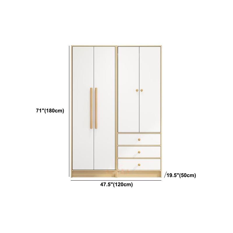 Modern Wooden Wardrobe White Colour Cloth Rod Included Wardrobe Closet for Home