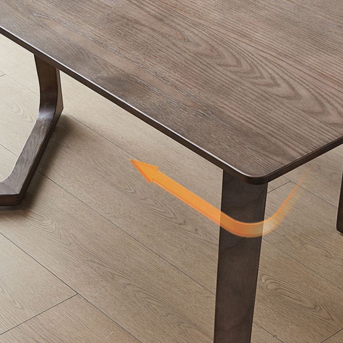 Mesa de comedor industrial con pedestal doble rectangular, mesa fija de color madera con madera maciza