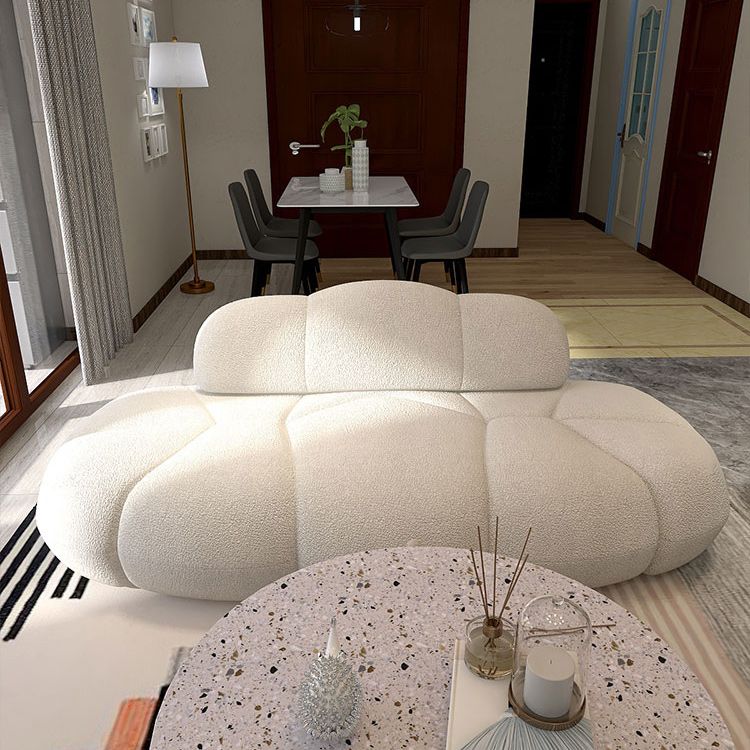 Contemporary Armless Sofa Wool Cloud-Shaped Seating in Cream