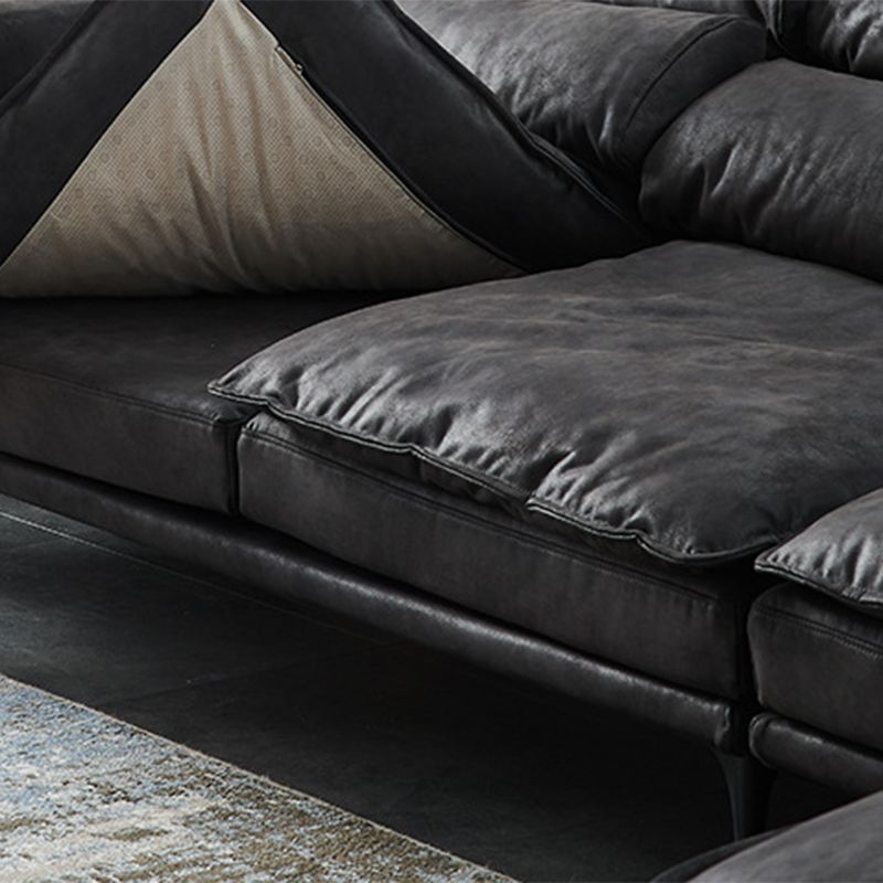Square Armrest Cushioning Backrest Black Metal Sofa Legs Black Tech Fabric Sofa Bed
