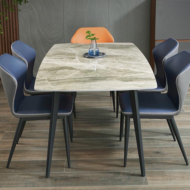 Rectangular Sintered Stone Dining Table Modern Furniture with 4 Legs in Matte Finish Home