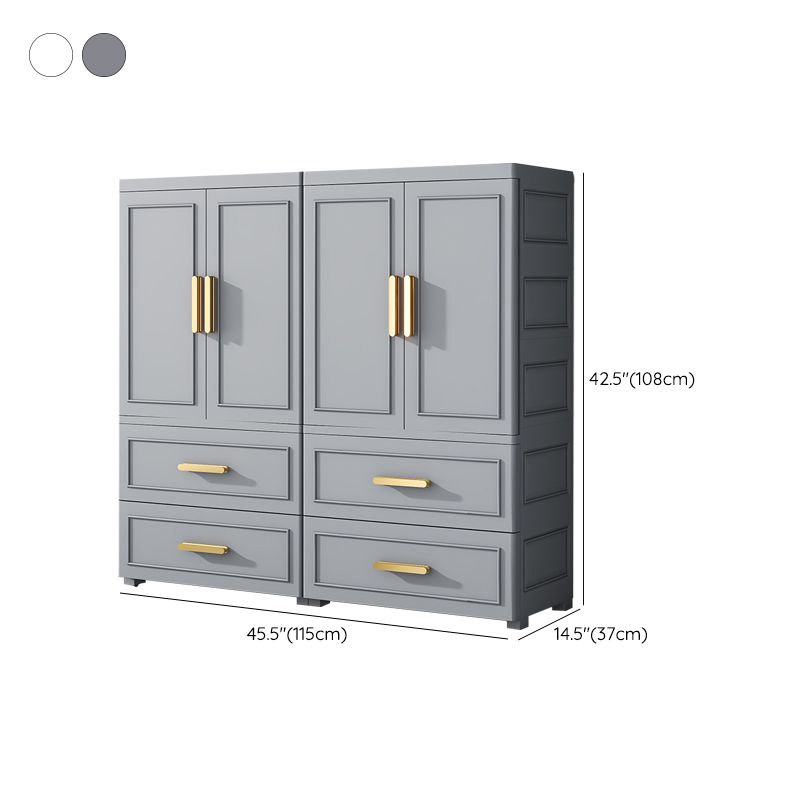 Plastic Wardrobe Cabinet with Drawer Modern Hinged Wardrobe Closet