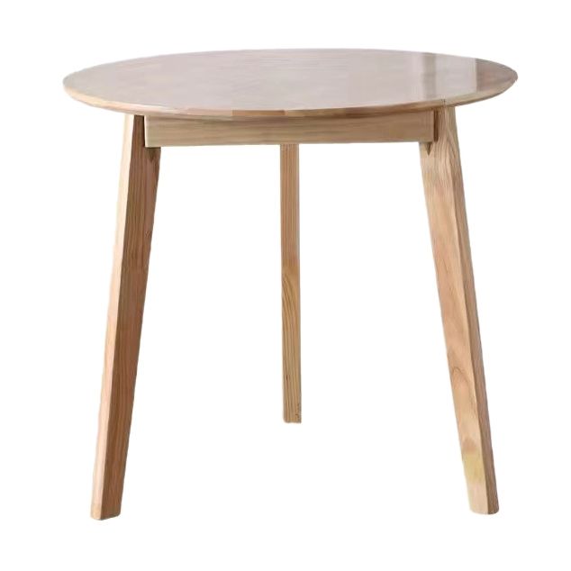 Round Shape 4 Legs Modern Dining Table Wood Color Fixed Table of Solid Wood