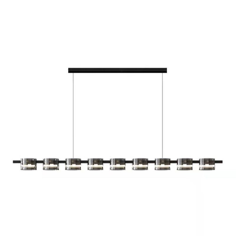 Modern Hanging Lighting Fixtures Glass Hanging Lamp Kit in Black Finish for Dining Room
