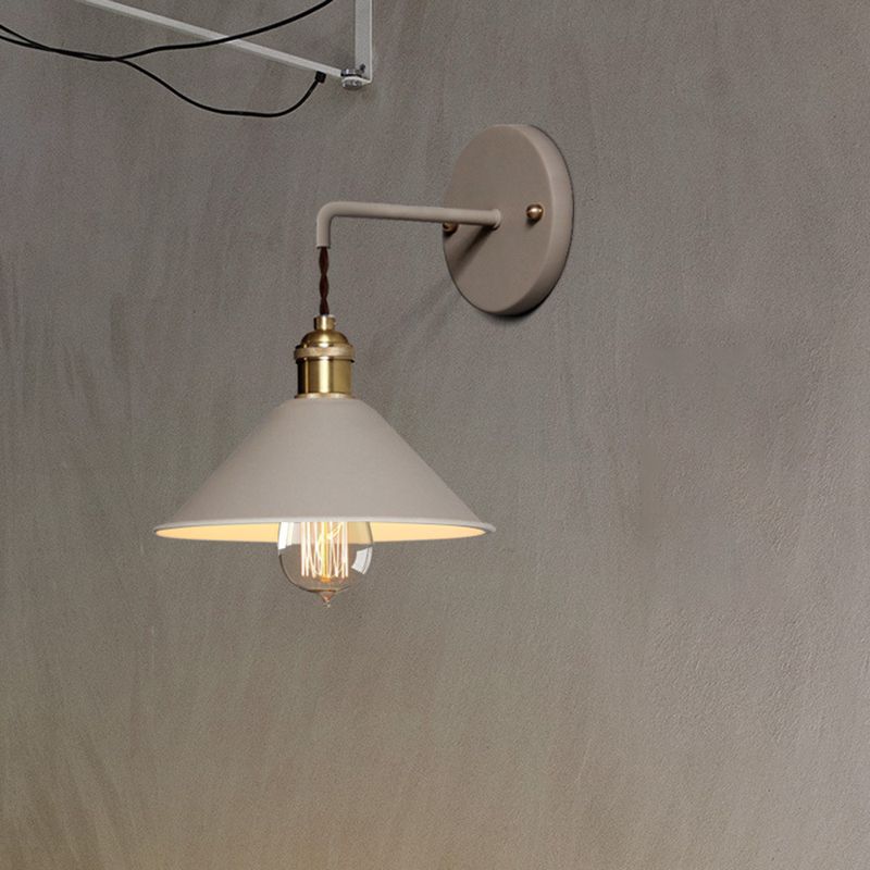Cone Shaded Wall Light Industrial Polish Finish Lighting for Living Room