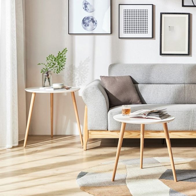 Contemporary Wood 3 Legs Round Living Room Accent Side Table