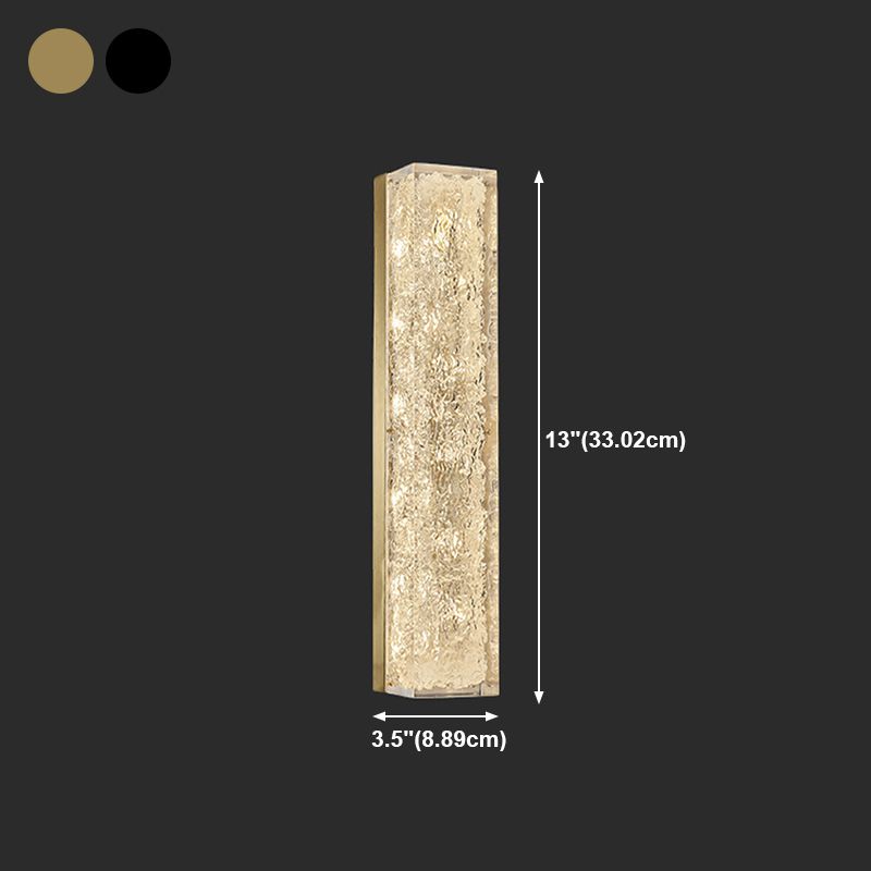 Modern Style Brass Wall Light Cuboid Shape Wall Sconce for Living Room