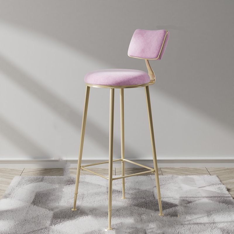 Glam Metal Barstool Fabric Counter Stool in Matte Finish for Indoor