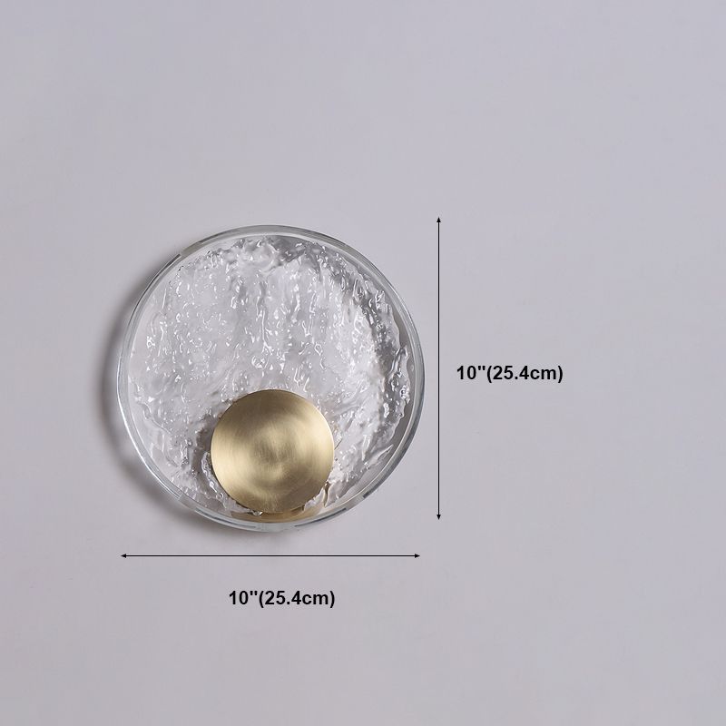 Round Shade Crystal Wall Sconce Modern Style Single Light Wall Mounted Light in Brass