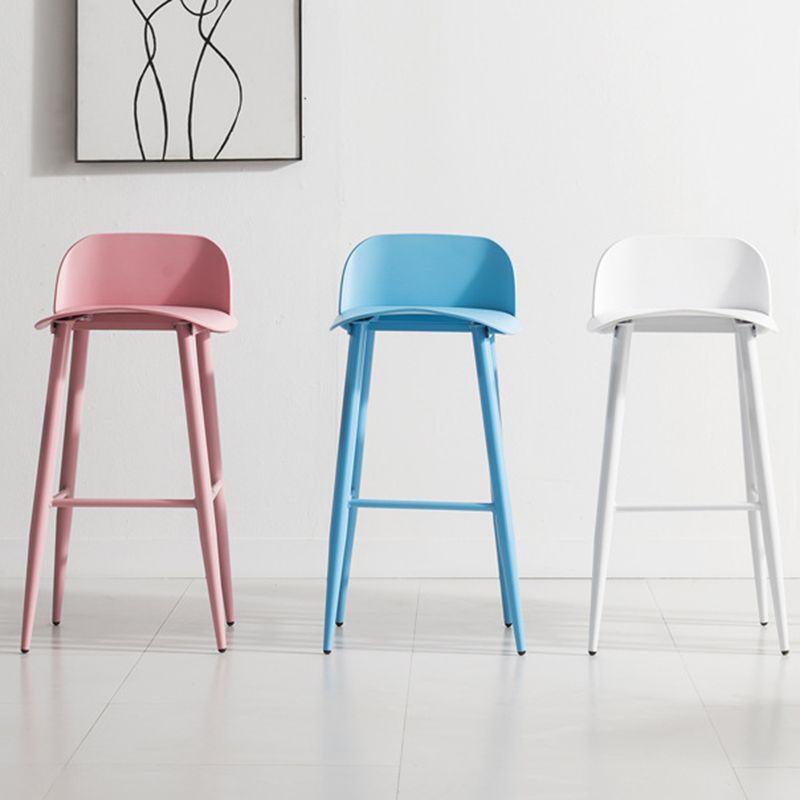 Glam Living Room Bar Height Stool Plastic Bar Stool with Iron Legs