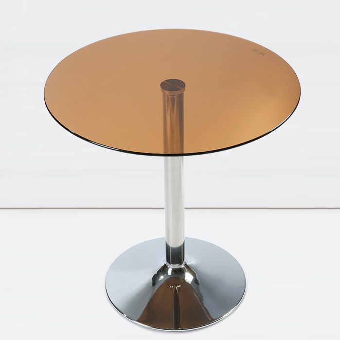 Moderne ronde eettafel van gehard glas met tulponderstel voor eetkamer