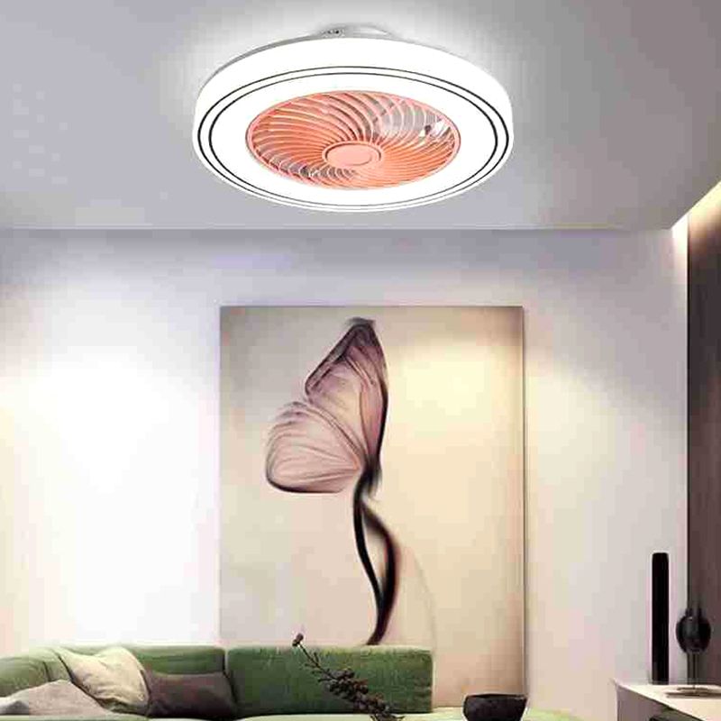 Kreisförmige Kinderschlafzimmer Deckenventilator Beleuchtung Acryl -Makkaron -LED Semi Flush Mount