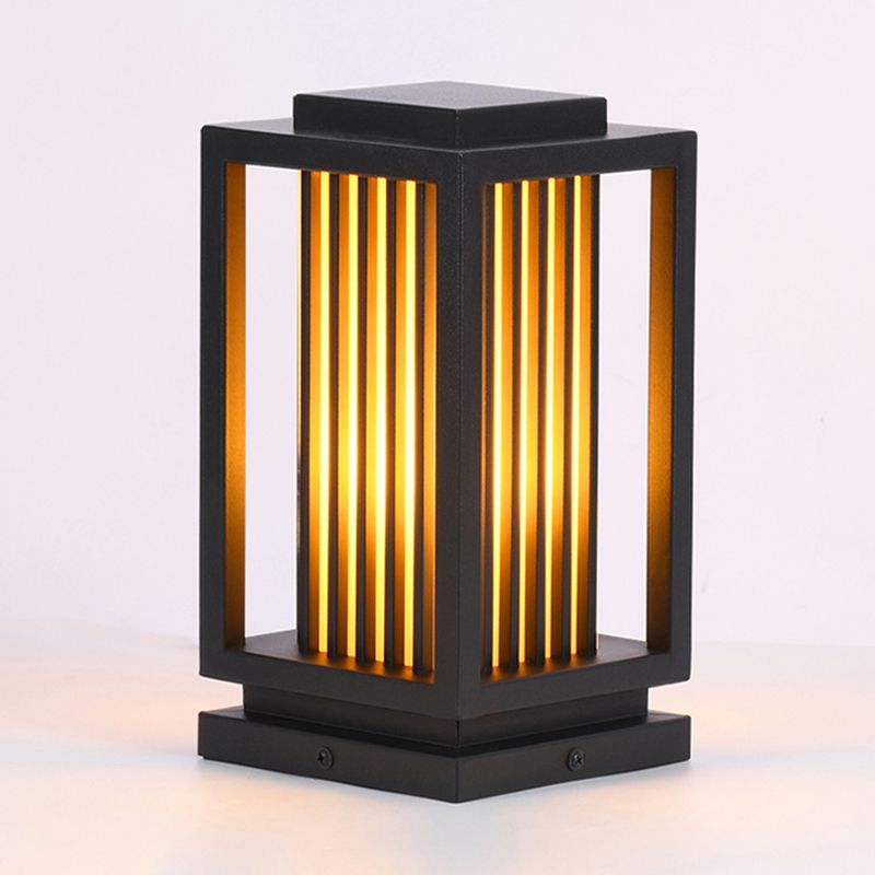 Rectangular Pillar Lamp Modern Black Outdoor Waterproof Light