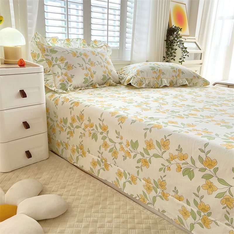 Floral Printed Bed Sheet Set Modern Elegant Sheet for Bedroom