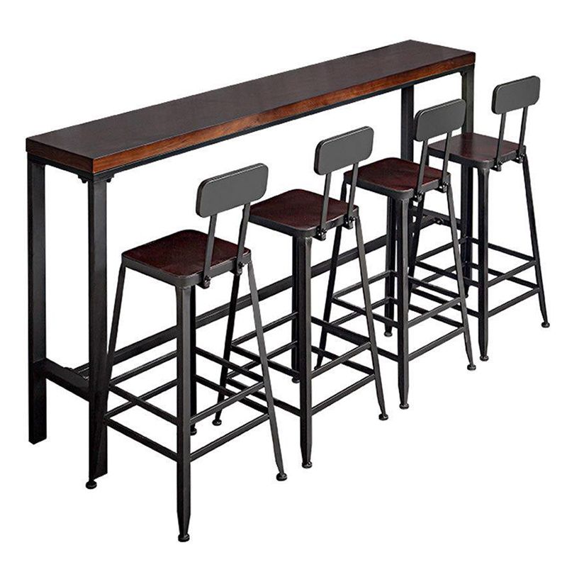 Industrial Bar Table Solid Wood Rectangle Pub Table for Outdoor Breakroom