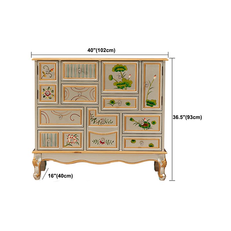 15.6-inch W Dresser Traditional Solid Wood Storage Chest with 9 Drawers