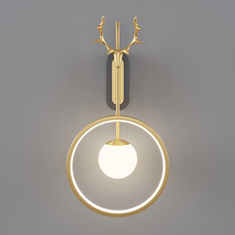 Modern Minimalist Style Circular Wall Mounted Light fixture Glass Wall Light Sconces with Antlers
