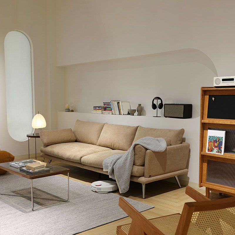 3/4-seat Modern Brown Sofa Wear-resistant Sofa with Metal Legs