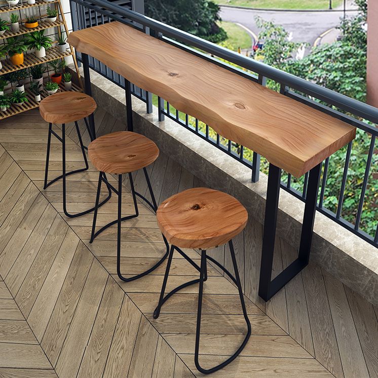 Solid Wood Bar Stools Modern Backless Dining Stools with Footrest