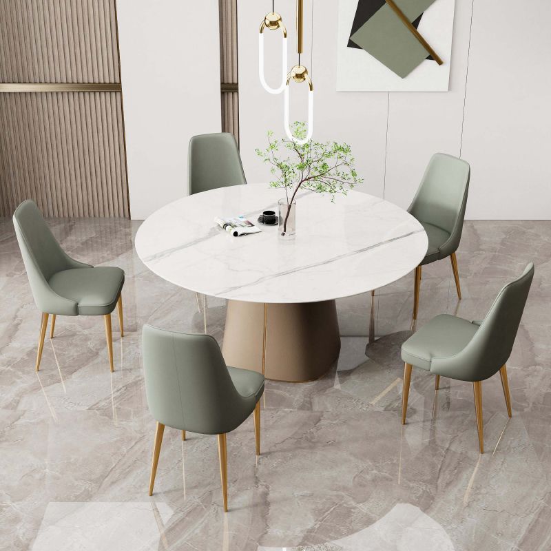 Faux Leather Side Chair Glam Parsons Dining Chair with Gold Legs