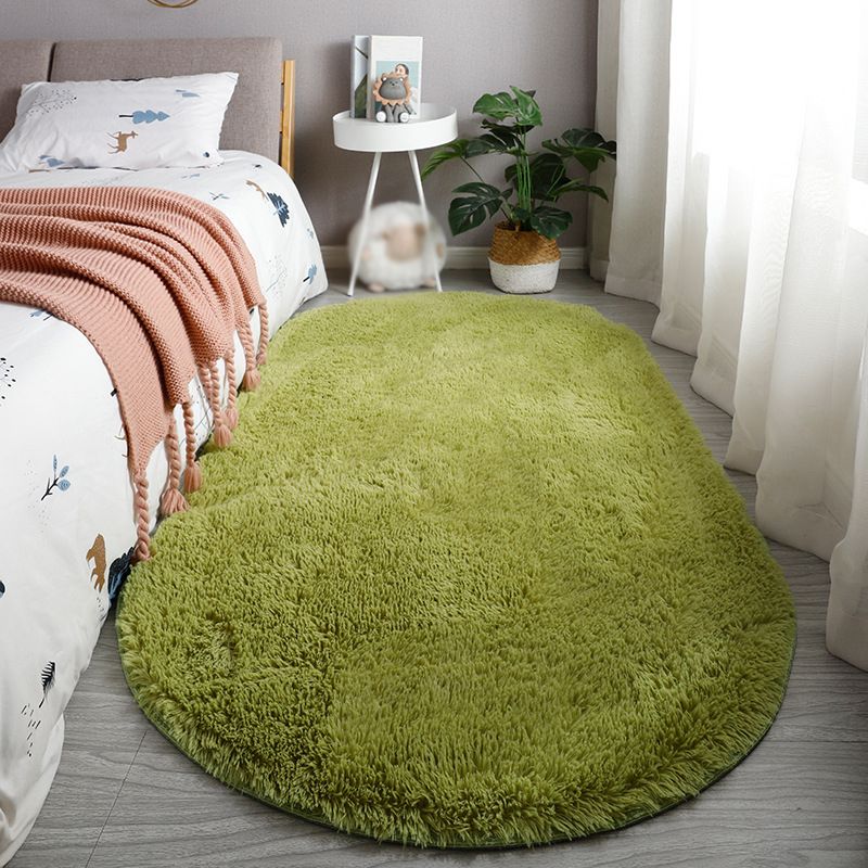 Contemporary Indoor Rug Modern Plain Rug Polyester Washable Anti-Slip Shag Rug for Living Room