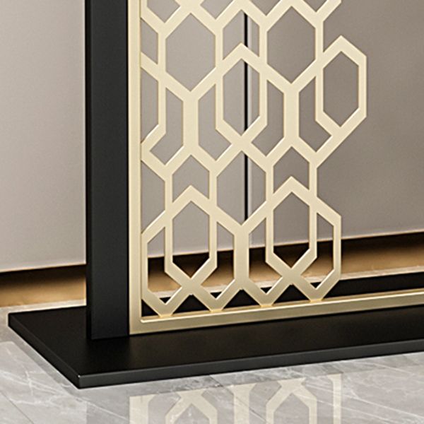 Glam Console Table with Rectangle Stone Top and Black Base for Hall