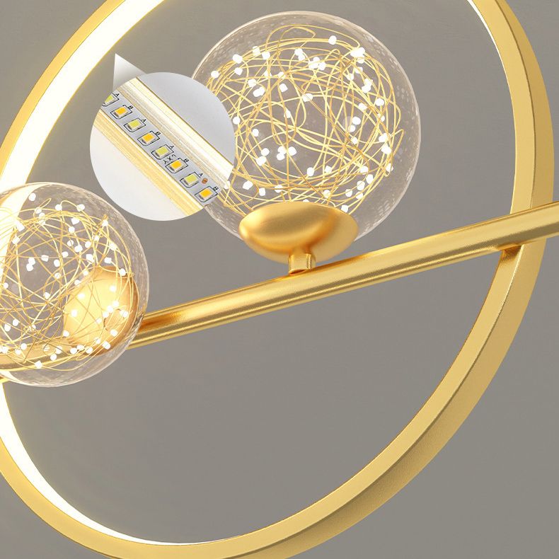 7-Light Contemporary Black/Golden Kitchen Island Lighting LED Ceiling Light for Bedroom