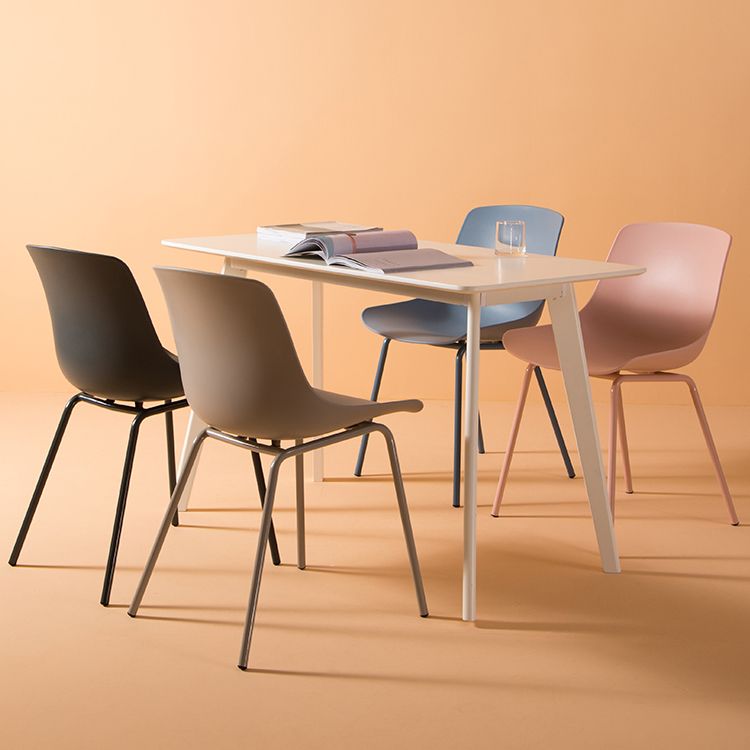 Sillas de comedor de estilo moderno, sillas laterales sin brazos con patas de metal