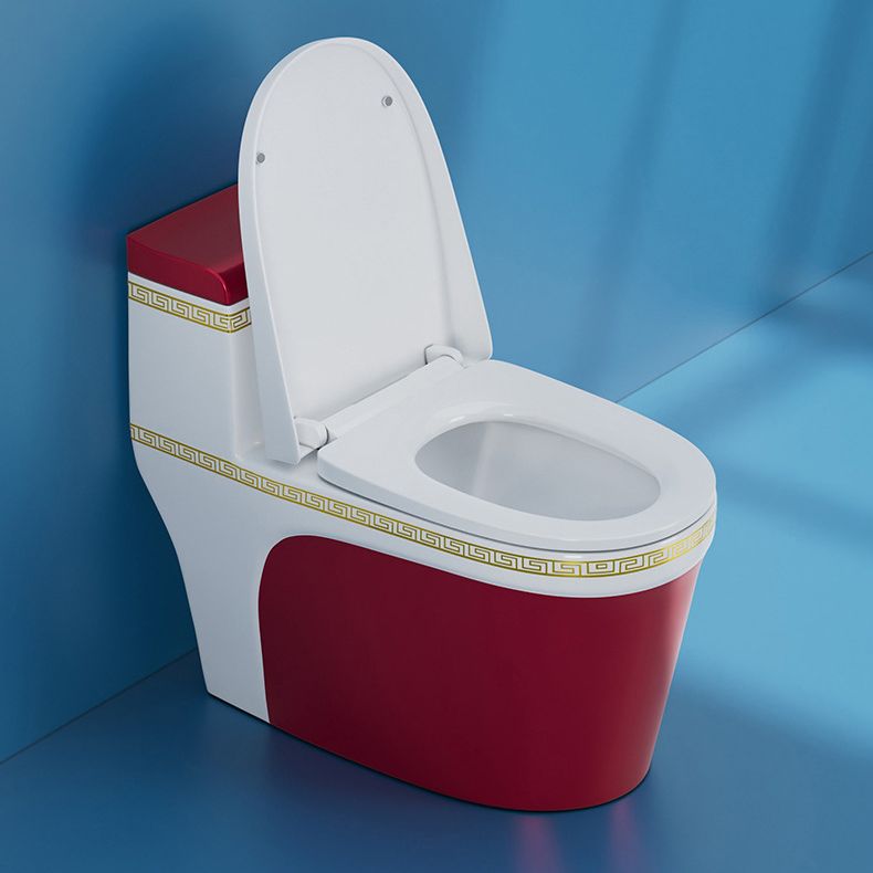 Traditional One Piece Toilet Floor Mounted Toilet Bowl with Slow Close Seat for Washroom