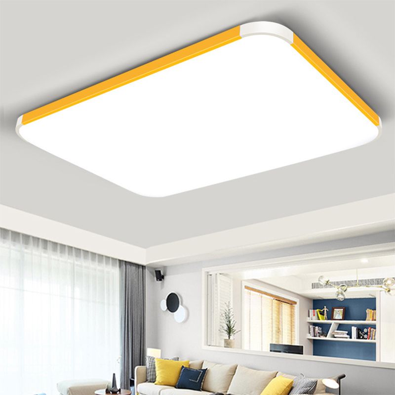 Geometric Flush Mount Lamp Macaron Acrylic Pink/Yellow/Blue LED Flush Mount Lamp, 12"/15"/17" Wide in White/Warm