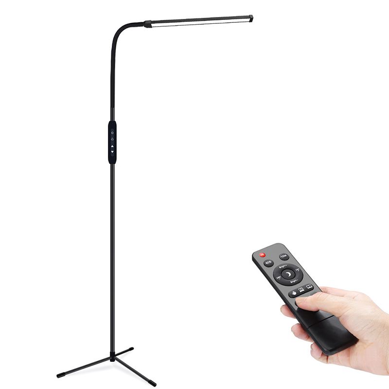 1 Light Linear Floor Lamps Modernism Metal Standard Lamps in Black for Living Room