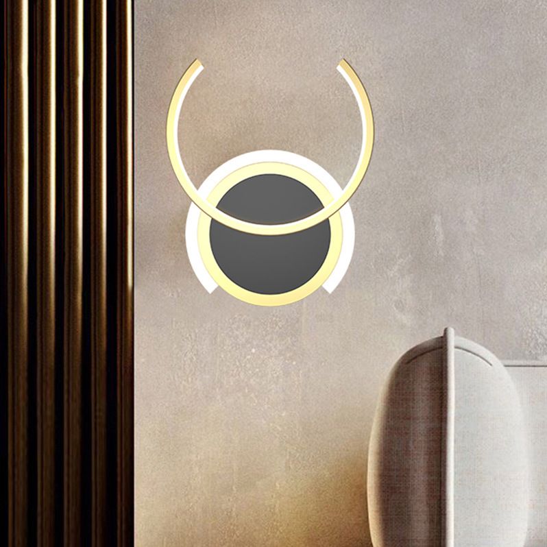 Nordic Modern Style Geometry Shade Wall Sconce Metal 2 Light Sconces in Black for Corridor