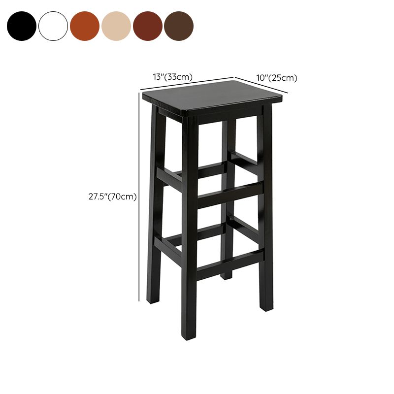 Solid Wood Bar Stool Counter Armless Backless Stool for Living Room