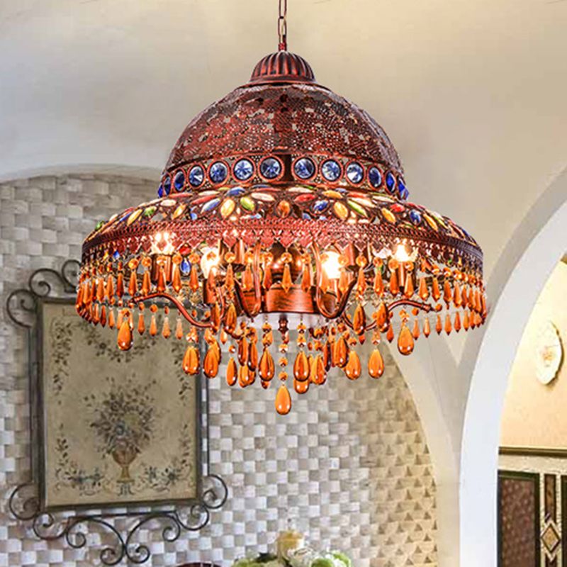 5 Lights Barn Chandelier Light Art Deco Brass Metal Pendant Lighting Fixture for Dining Room