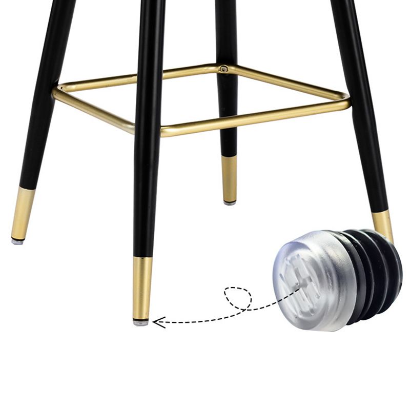 Modern Armless Backrest Counter Stool Iron Bar Stool with Cushion for Kitchen