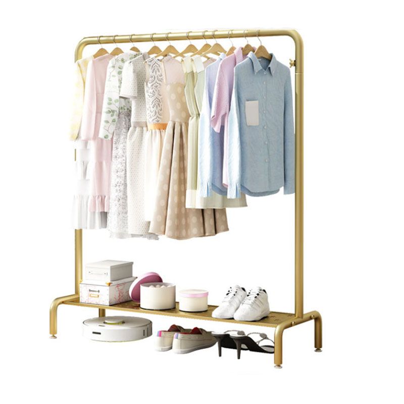 Modern Metal Coat Rack Hanging Rail and Lower Shelf Entryway Kit