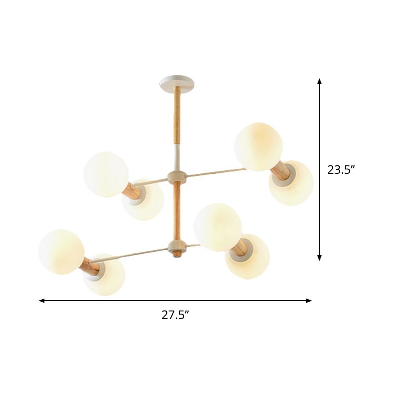 Modernismusstil Kugel Kronleuchter Lampe weißes Glas 8/12 Lichter Wohnzimmer Hängende Leuchte