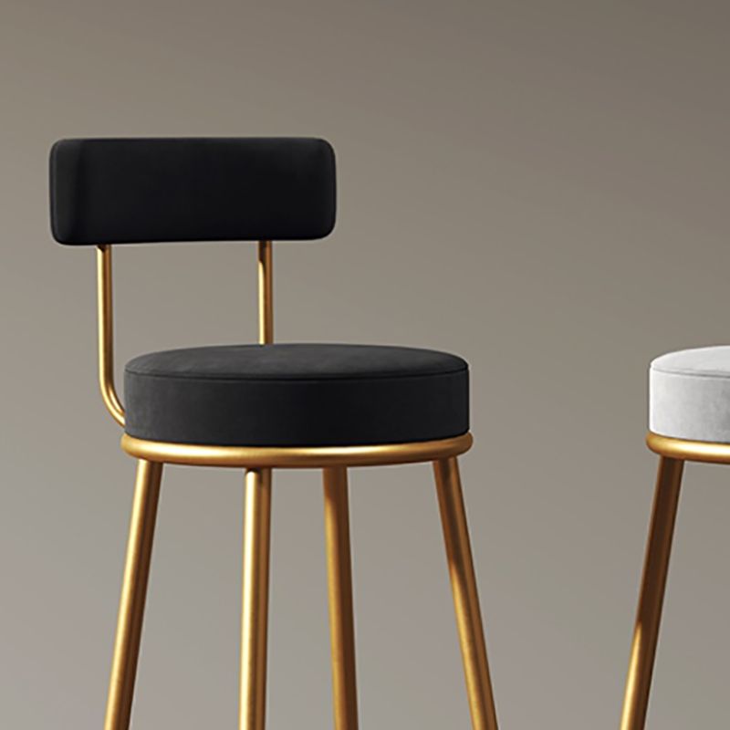Nordic Glam Style Bar Stool Round Counter Bar Stool with Metal Legs