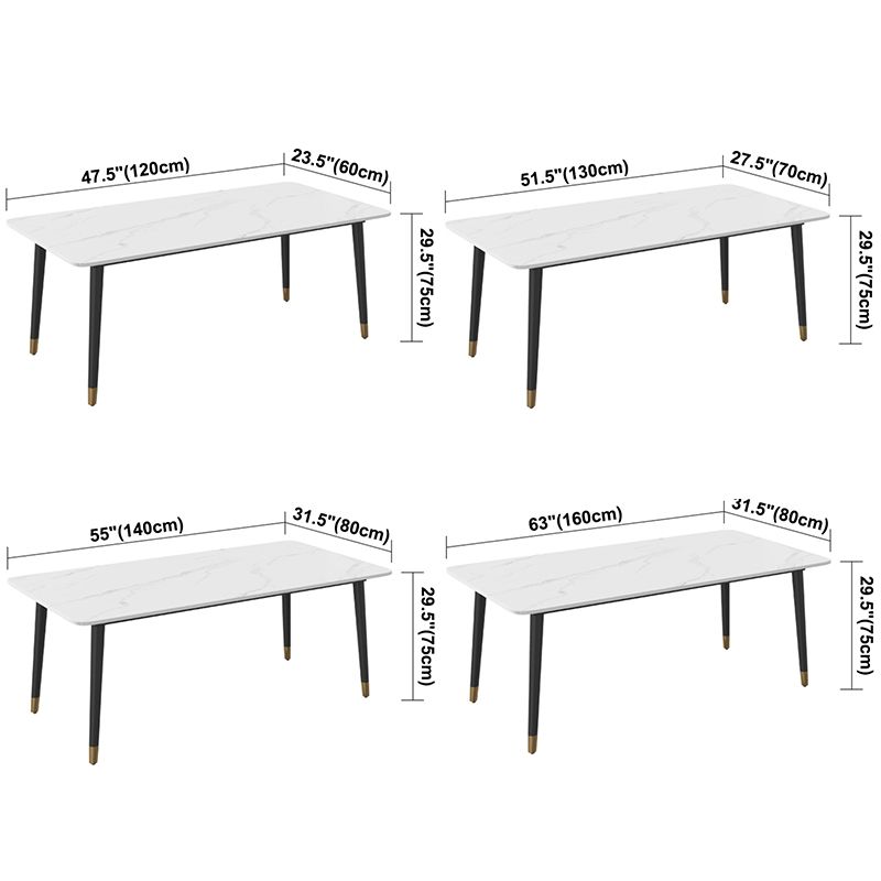 Mesa de comedor rectangular contemporánea de metal mesa de comedor de piedra sinterizada con 4 patas
