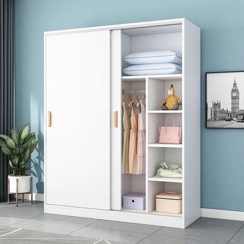 Modern Style Home Wardrobe Armoire Beech Wood and Engineered Wood Storage Wardrobe Cabinet