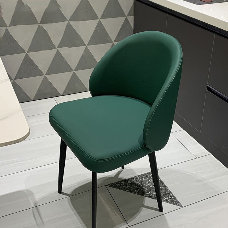 Faux Leather Kitchen Dining Chairs Contemporary Chairs with Black Metal Legs