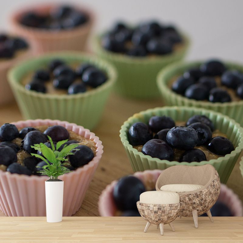 Blueberry Cake  Dessert Murals Environment Friendly for Dessert Shop Stain Resistant
