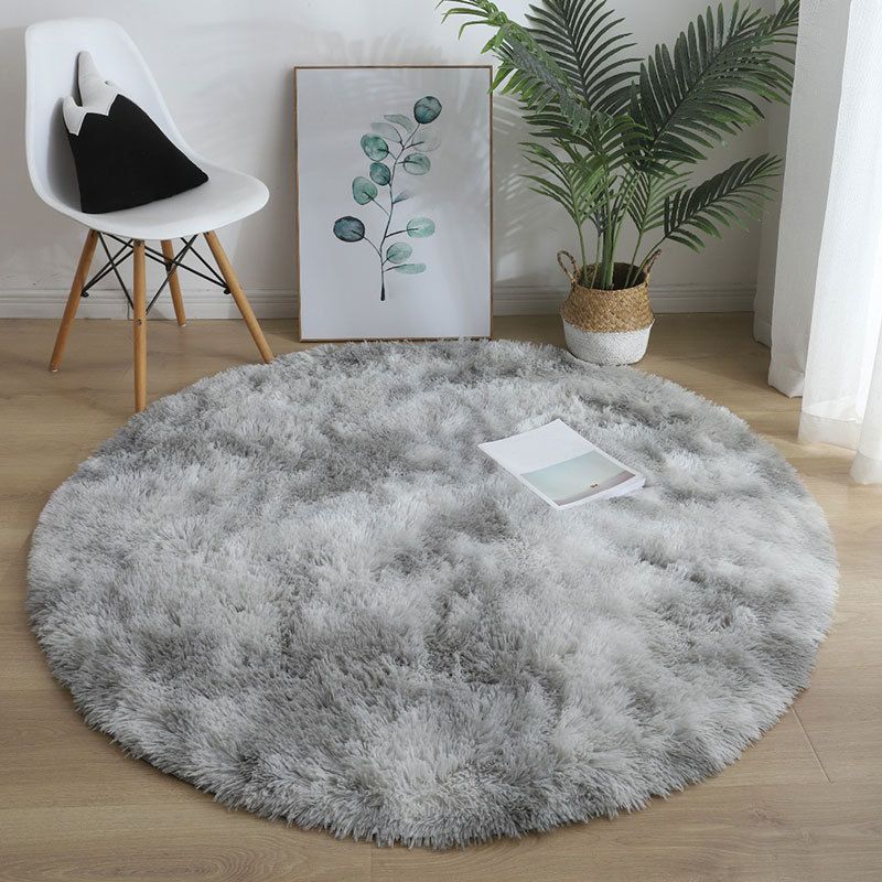 Round Plain Shag Rug Polyester Simplicity Carpet Pet Friendly Indoor Carpet for Home Decoration