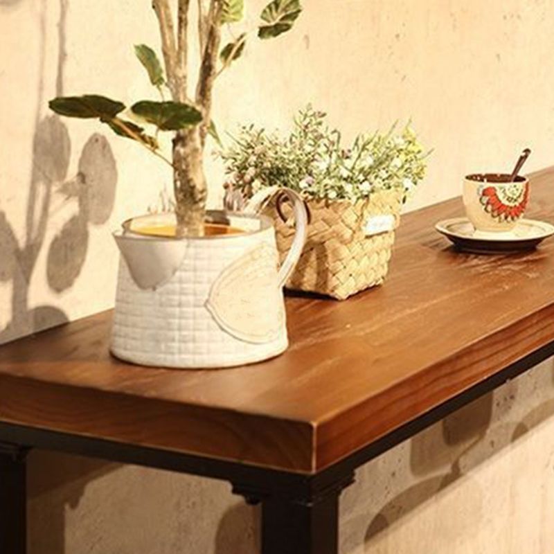 Industrial Bar Wine Table Solid Wood Top Bistro Table with Black Base