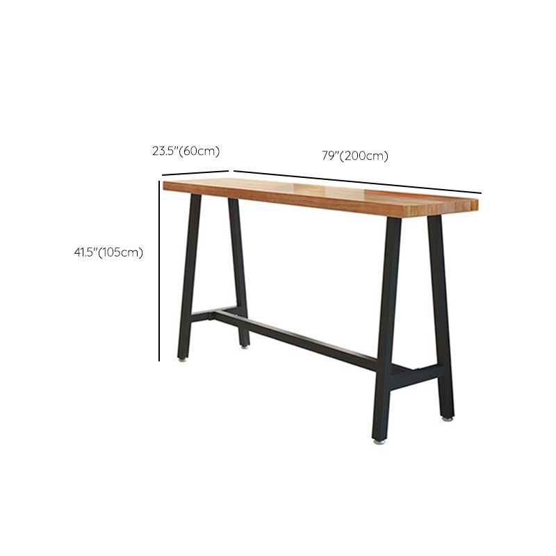 Rectangle Solid Wood Bar Height Table Contemporary Trestle Base Bar Dining Table